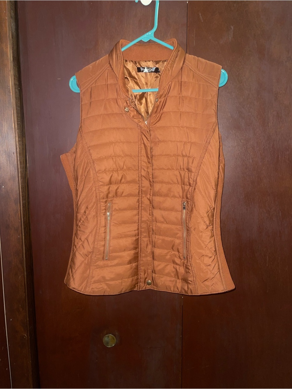 Women's Quilted Sleeveless Vest in Rust - Lightweight Layering